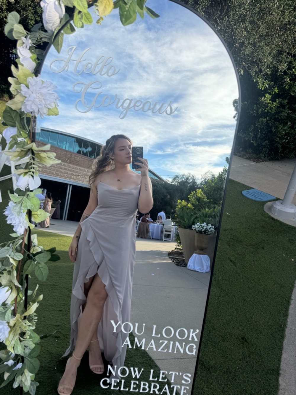 House of CB Pale Lavender Cowl Neck Ruffle High-Low Dress